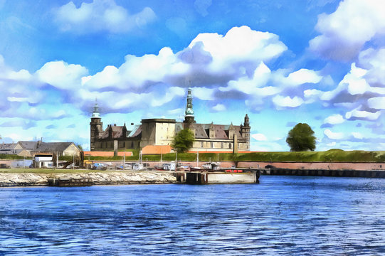Colorful painting of Kronborg palace