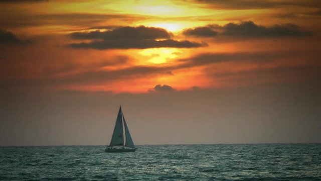 boat at sunset