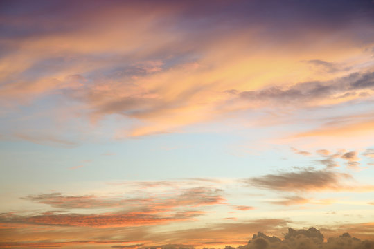 Blue Golden Sky In Sunset