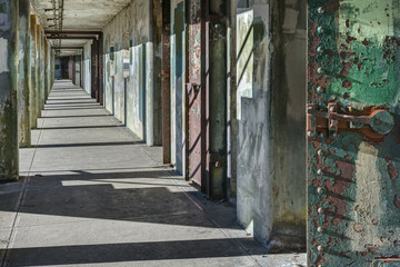 Long and Empty Hallway in Abandoned Military Fort
