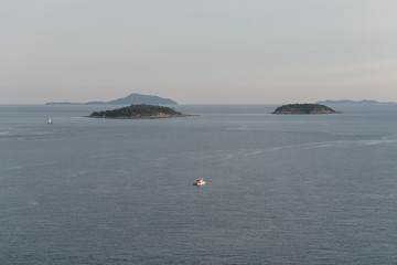 Beautiful over view of Andaman sea from the view point Phuket southern of Thailand , for background and texture. Tropical sea scenery.