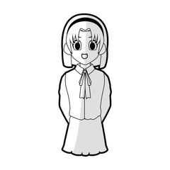 cute young girl with short straight hair wearing school uniform anime or manga icon image vector illustration design 