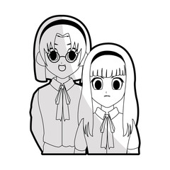 Obraz na płótnie Canvas cute young school girls anime or manga icon image vector illustration design 