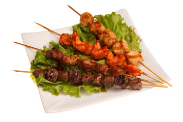 Yakitori on white background