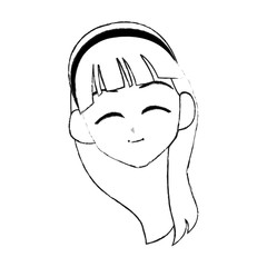 cute young girl with long straight hair anime or manga icon image vector illustration design 