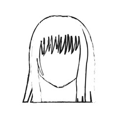 faceless young woman with long straight hair with fringe icon image vector illustration design 