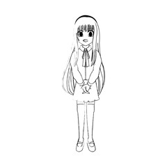 cute young girl with long straight hair anime or manga icon image vector illustration design 