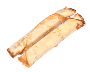 Delicious cheese blintz isolated on white background