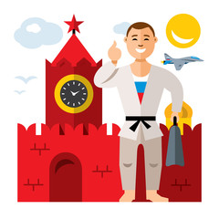 Vector Russia travel concept. Flat style colorful Cartoon illustration.
