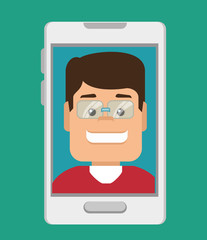 smartphone with person avatar vector illustration design