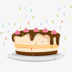 happy birthday cake card vector illustration design