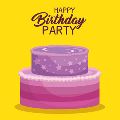 happy birthday cake card vector illustration design