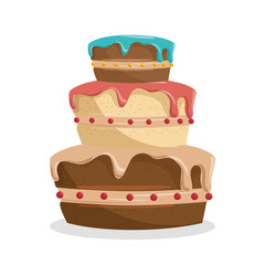 happy birthday cake card vector illustration design