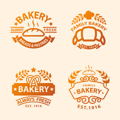 Bakery gold badge icon fashion modern style wheat vector retro food label design element isolated.