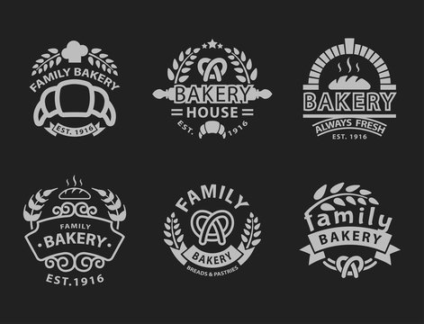 Bakery badge icon fashion modern style black white wheat vector food label design element isolated.