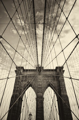 Naklejka premium Most Brookliński w Nowym Jorku w sepii