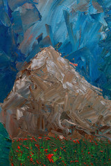 Mountain landscape with oil paints