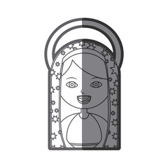 monochrome silhouette figure virgin maria cartoon with aureole vector illustration