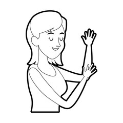 happy pretty woman with closed eyes  icon image vector illustration design 