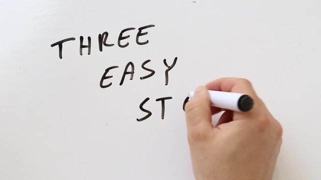 Three steps concept sketched on whiteboard