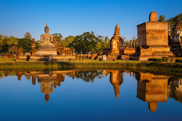 Fototapeta na wymiar Wat Mahathat Temple in the precinct of Sukhothai Historical Park, a UNESCO world heritage site, Thailand