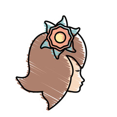 cute profile woman avatar flower vector illustration eps 10