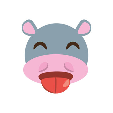 cute face hippo animal cheerful vector ilustration eps 10