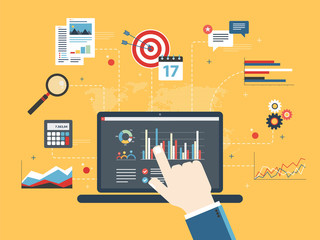Concept of financial investment, analytics with growth report.