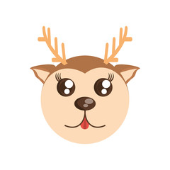 kawaii face deer animal fun vector illustration eps 10