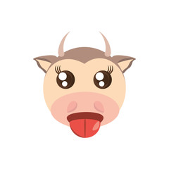 kawaii face cow animal fun vector illustration eps 10