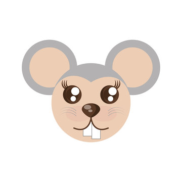 kawaii face mouse animal fun vector illustration eps 10