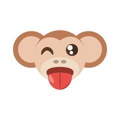 kawaii face monkey animal fun vector illustration eps 10
