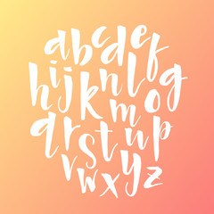 Hand drawn alphabet typeset. Modern calligraphy. Ink painted lettering vector illustration