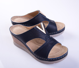 shoe or black color lady shoes on a background.