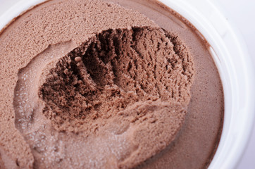 Close up of chocolate flavoured ice cream to eat for foods background