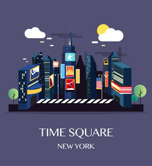 Time Square New York.Vector Illustration.