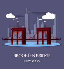 Brooklyn Bridge New York.Vector Illustration.