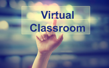 Virtual Classroom concept with hand