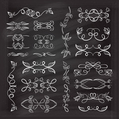 Vector calligraphic design elements on a chalkboard background