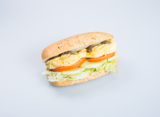 sandwich or tasty egg sandwich on background.
