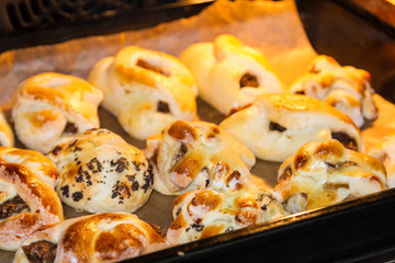 Homemade buns in the oven
