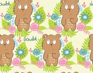 vector illustration of a cartoon bear in doubt