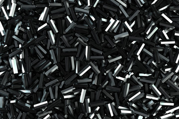 A pile of black hexagon details
