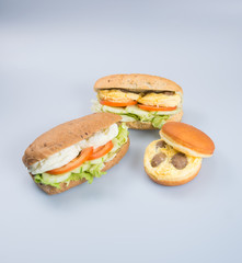 sandwich or tasty egg sandwich on background.