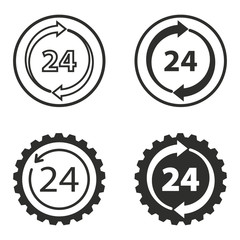 24 hour service icons set.