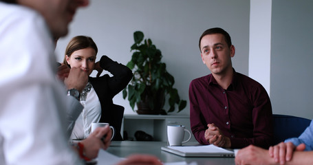 Business Team At A Meeting at modern office building