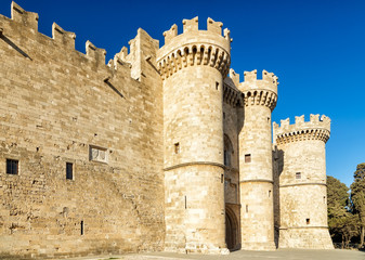 Fototapeta na wymiar castle of Rhodes the main entrance to the Palace of the Grand masters Rhodes Island, Greece.