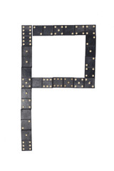 letter P made of  black  dominoes tiles