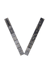 letter V made of  black  dominoes tiles