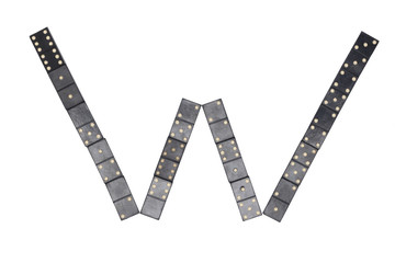 letter W made of  black  dominoes tiles